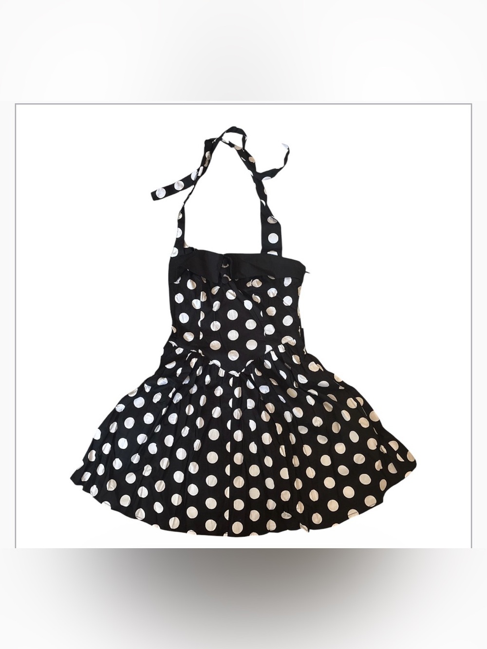 Hell Bunny Black and White Polka Dot Halter Dress retro style